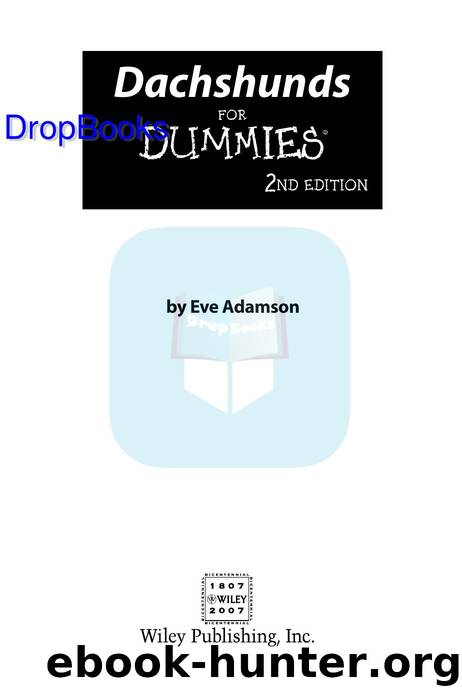 Dachshunds for Dummies ISBN by 0470229683 DropBooks APP