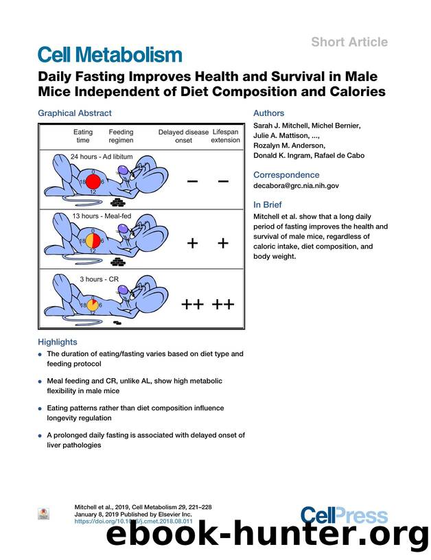 Daily Fasting Improves Health and Survival in Male Mice Independent of Diet Composition and Calories by unknow