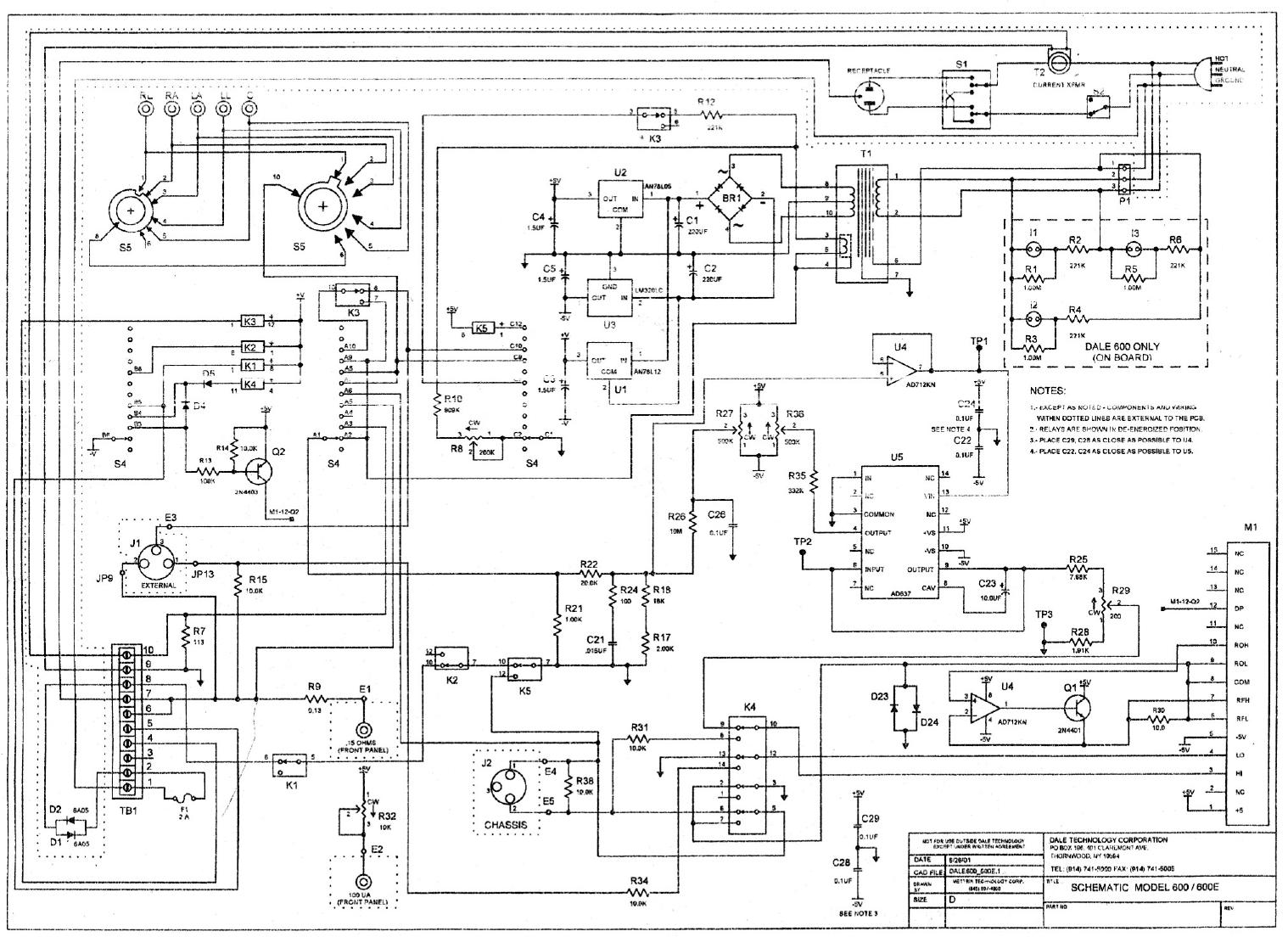 Dale 600 Electrical Safety Tester by Circuit diagram