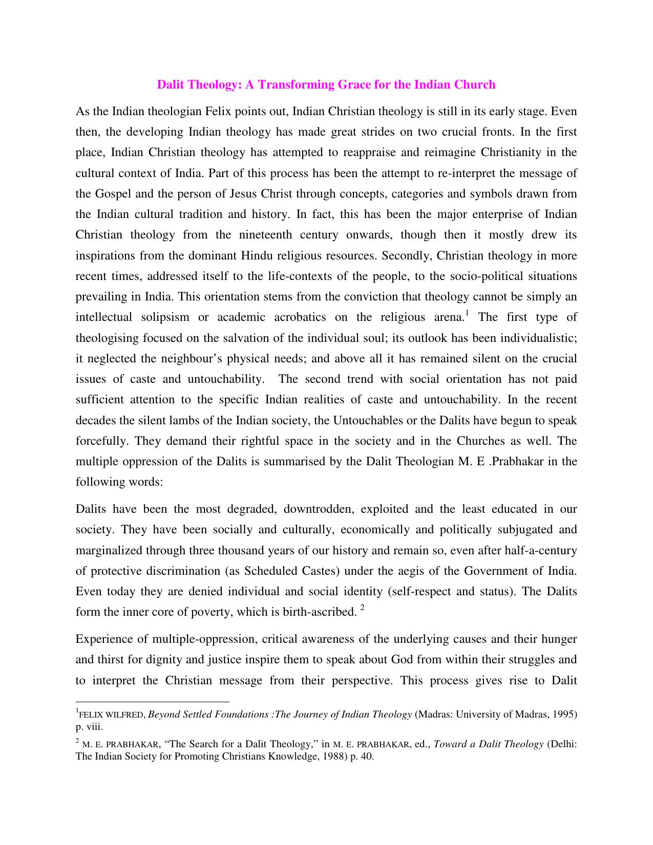 Dalit Theology: A Transforming Grace for the Indian Church by Anonymous