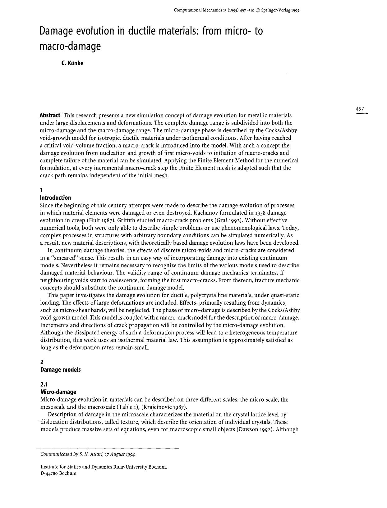 Damage evolution in ductile materials: from micro- to macro-damage by Unknown