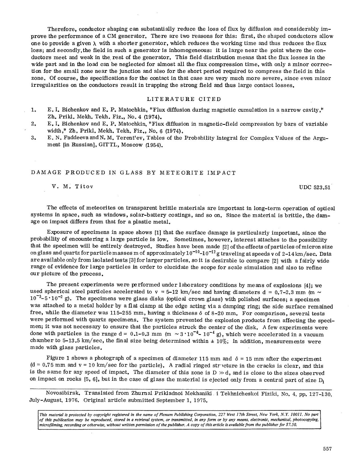 Damage produced in glass by meteorite impact by Unknown