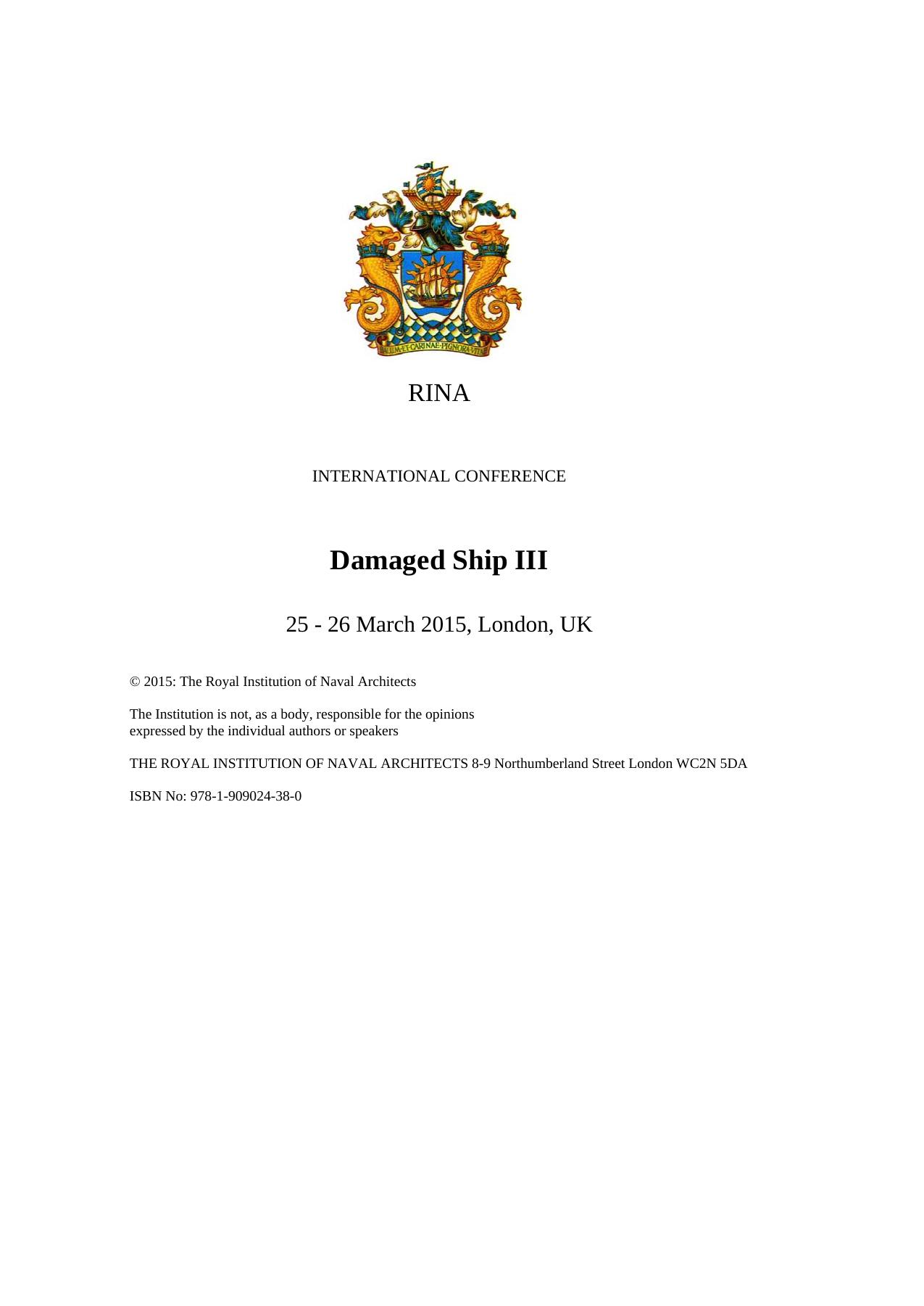 Damaged ship III-International Conference Papers by 4<8=8AB@0B>@