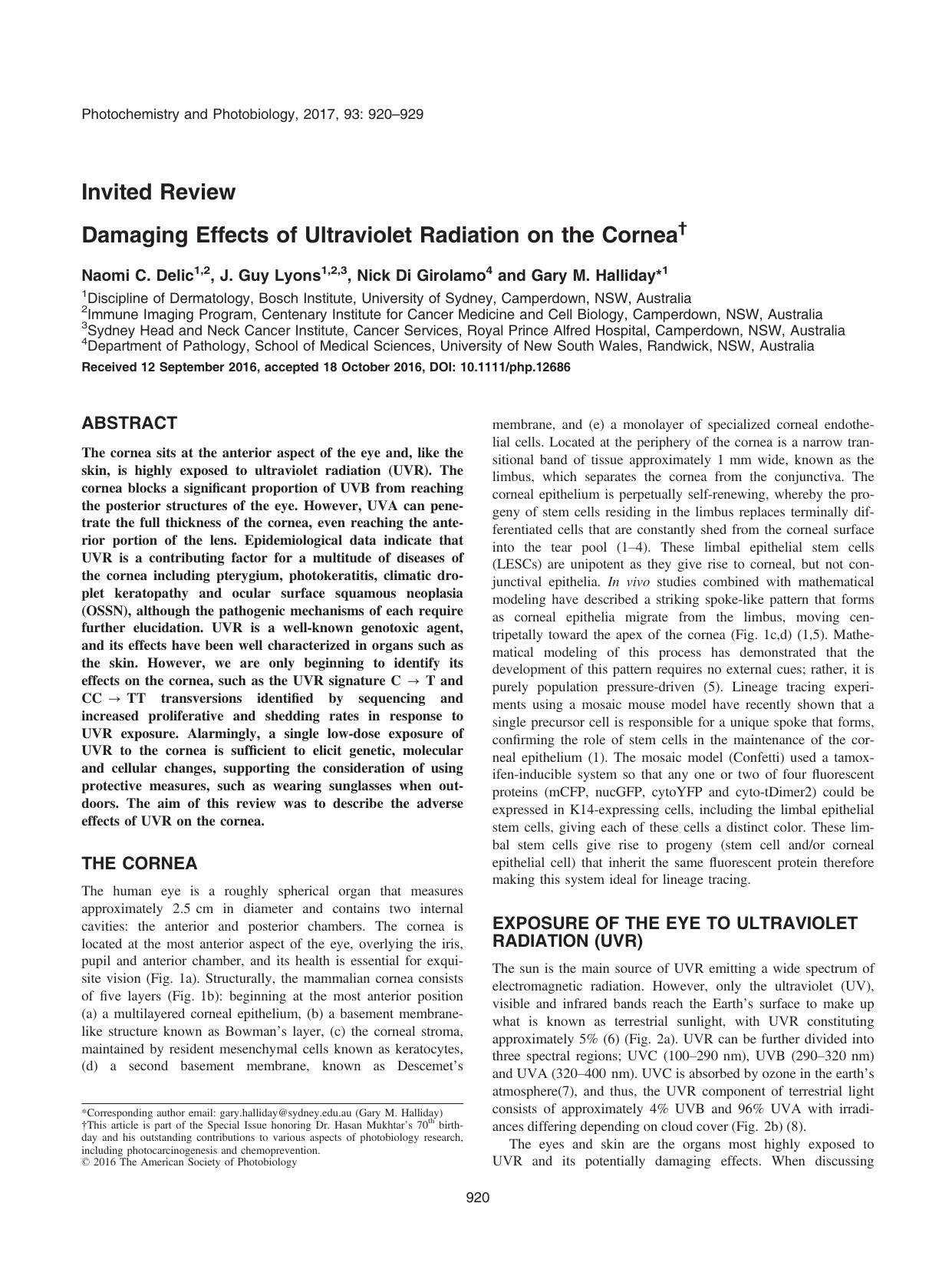 Damaging Effects of Ultraviolet Radiation on the Cornea by Unknown