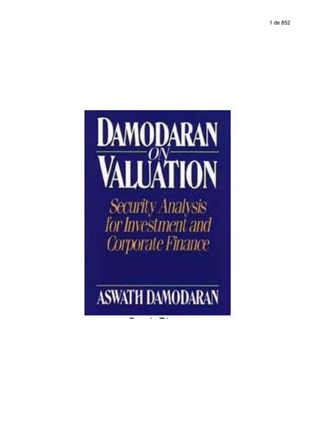 Damodaran on valuation: security analysis for investment and corporate finance by Aswath Damodaran