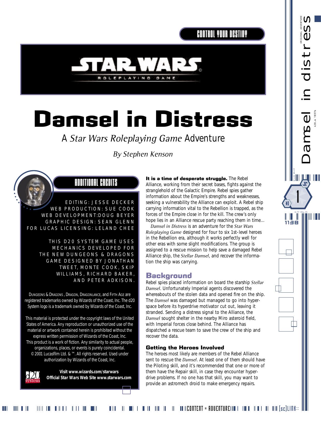 Damsel in Distress: A Star Wars RPG Adventure by Stephen Kenson