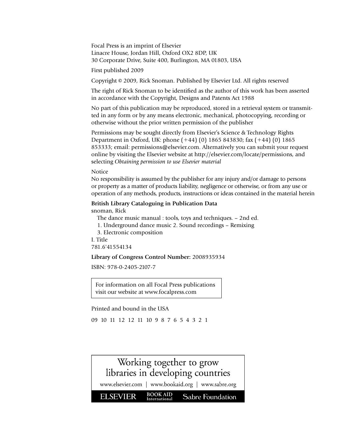 Dance Music Manual. Tools, Toys and Techniques by Rick Snoman (Auth.)