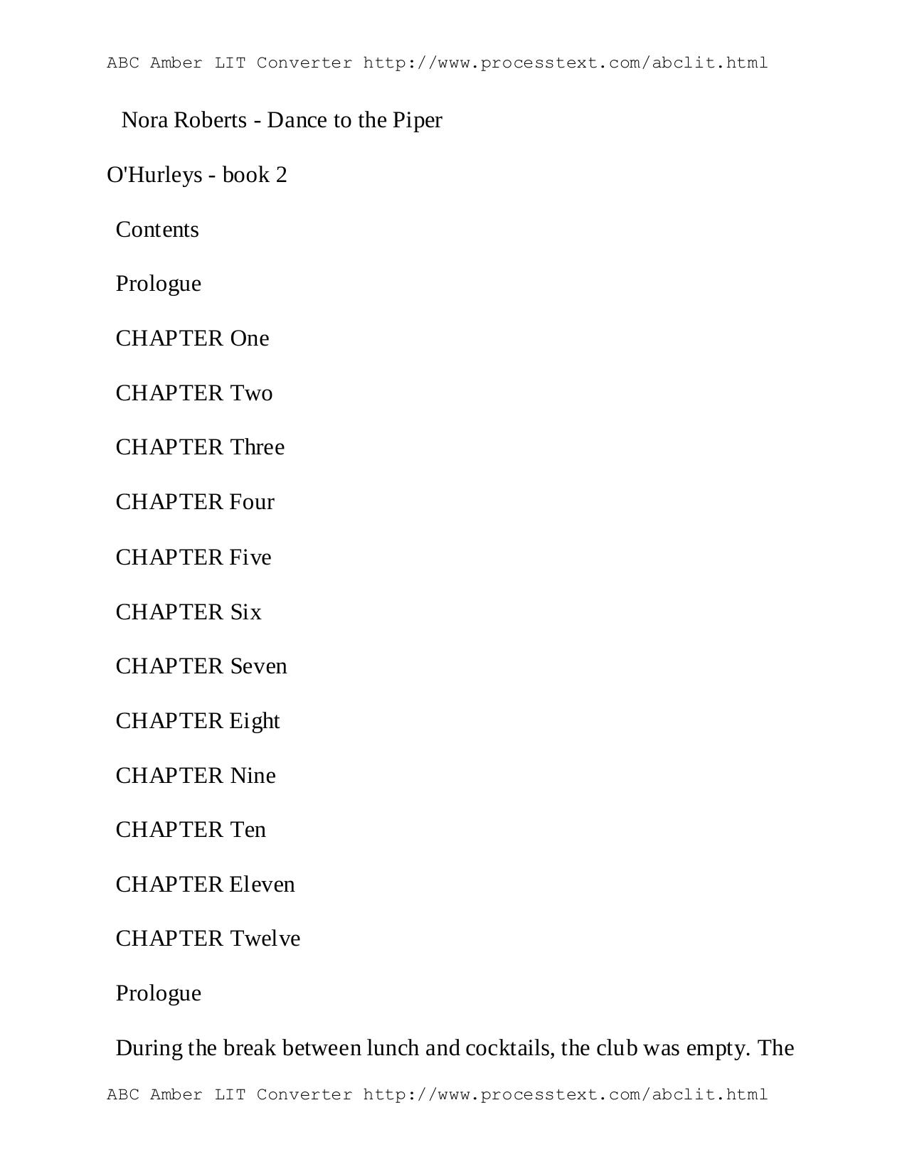 Dance To The Piper by Nora Roberts by Unknown