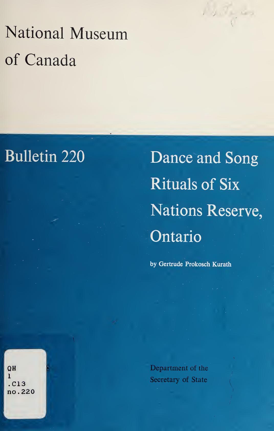 Dance and Song Rituals of Six Nations Reserve, Ontario by Gertrude Prokosch Kurath