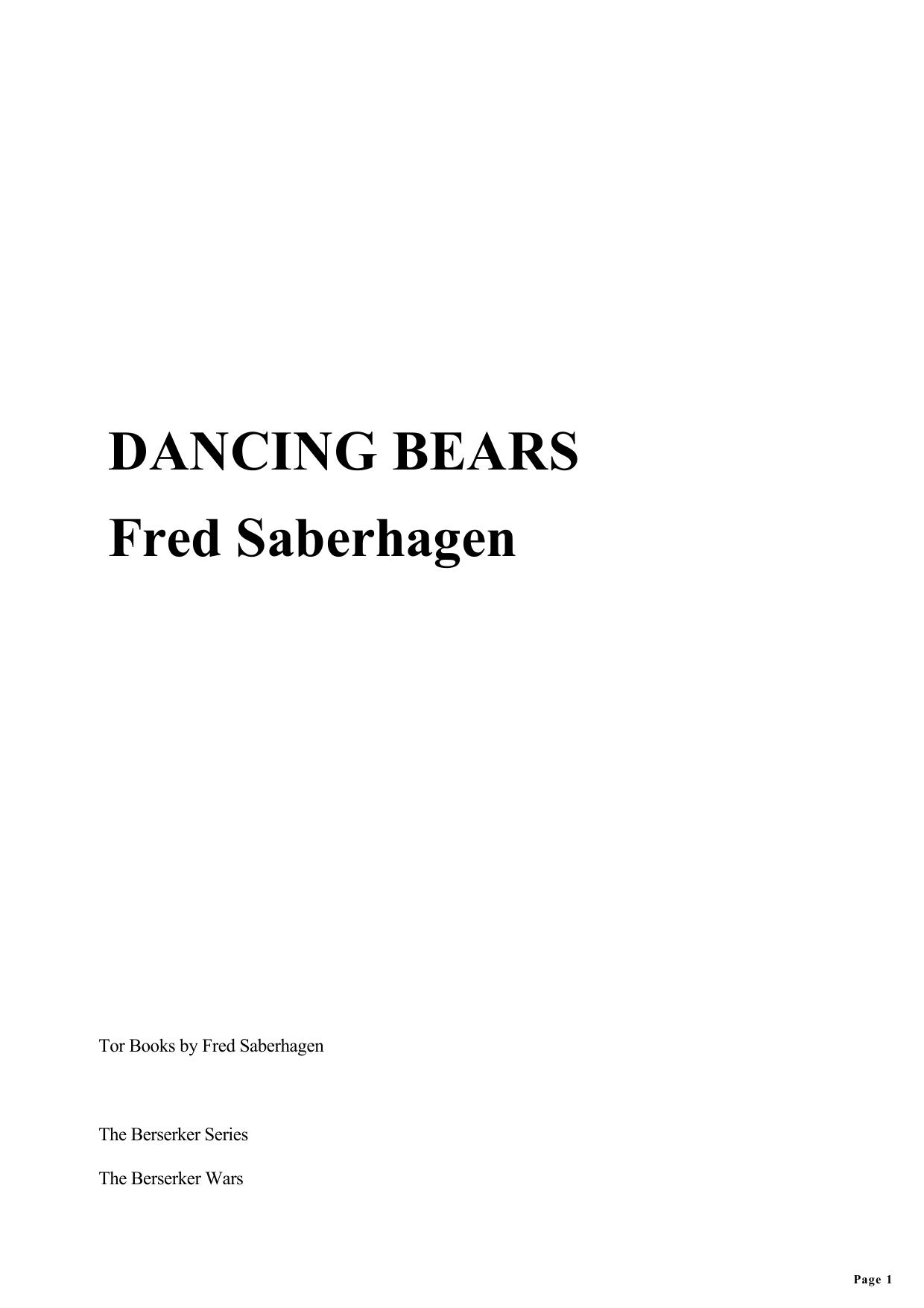Dancing Bears by Saberhagen