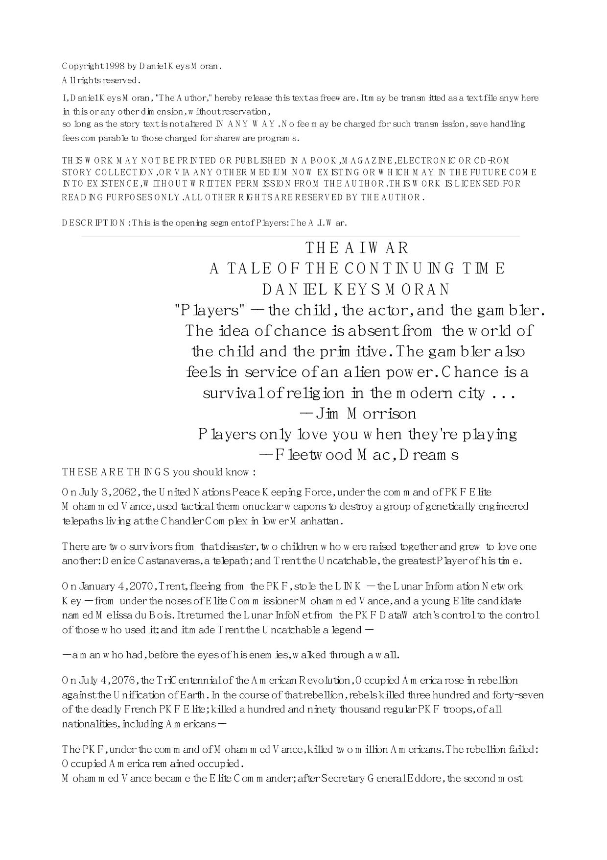 Daniel Keys Moran - A Tale of the Continuing Time 04 by The AI War