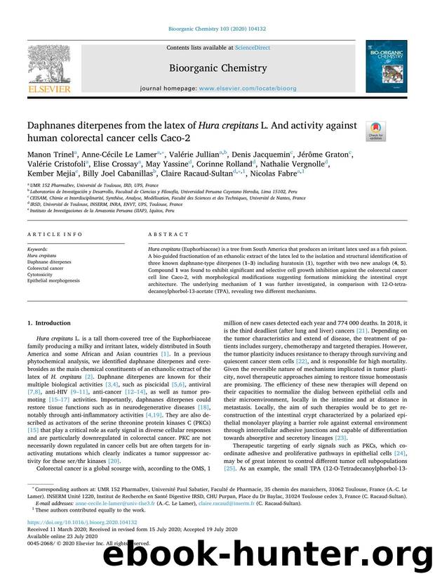 Daphnanes diterpenes from the latex of Hura crepitans L. And activity against human colorectal cancer cells Caco-2 by unknow