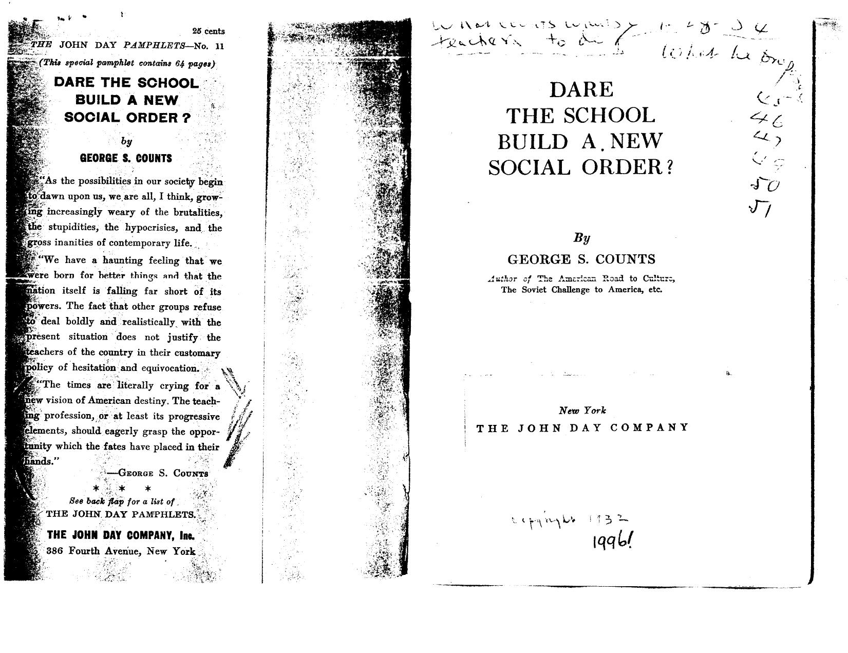 Dare School Build Social Order-George S Counts-1932-31pgs-EDU by Unknown