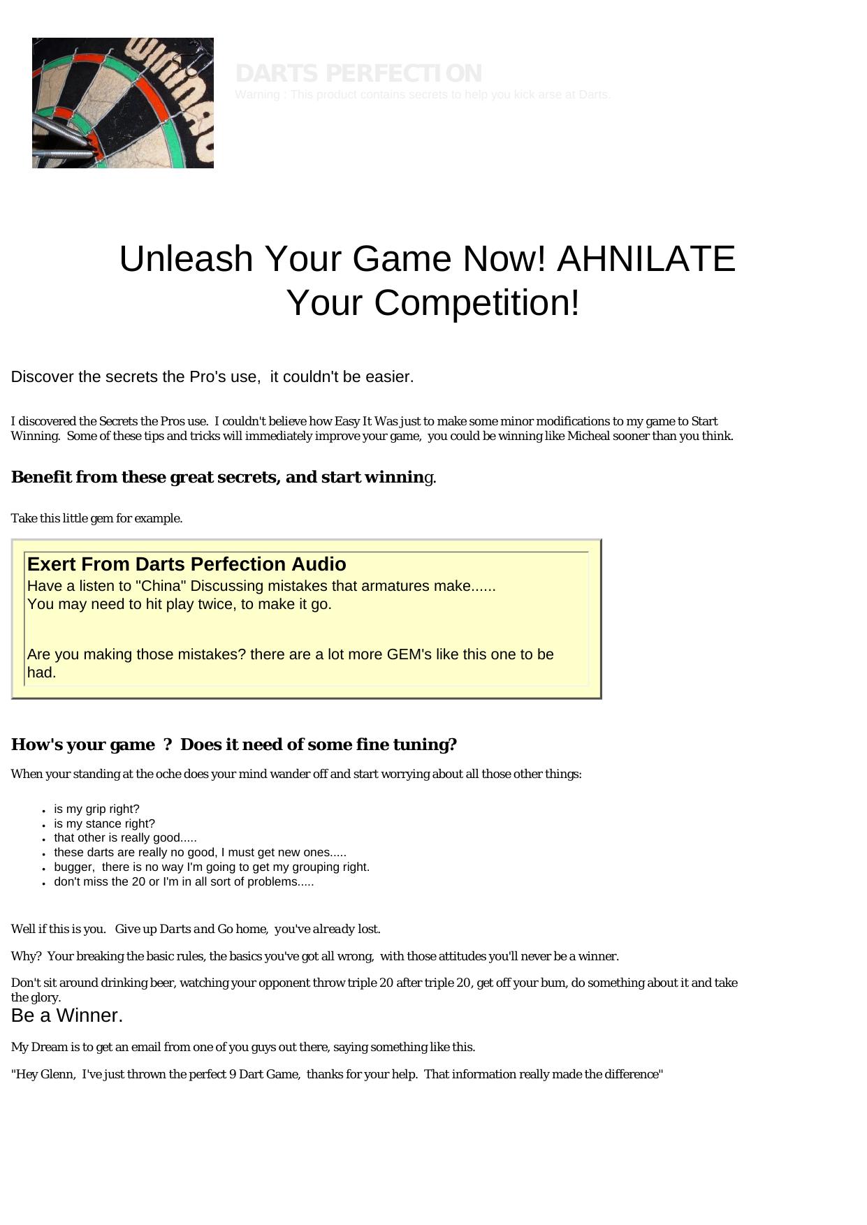 Darts Perfection. by Best of Kuszter's Collection