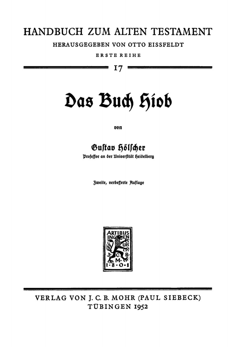 Das Buch Hiob by Gustav Holscher