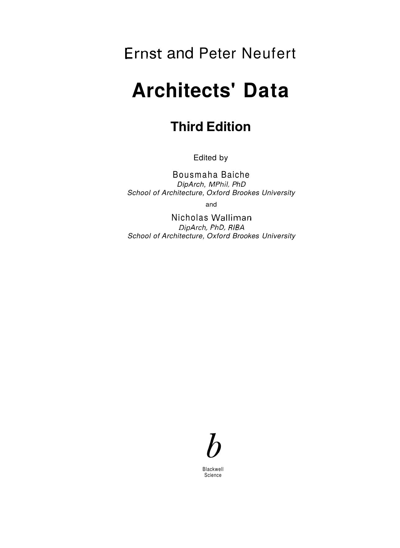 Data Architect by Ernst Neufert 3rd Edition