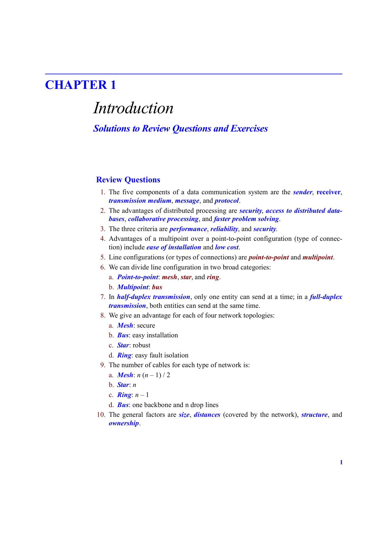 Data Communications and Networking Solution Manual by Behrouz Forouzan