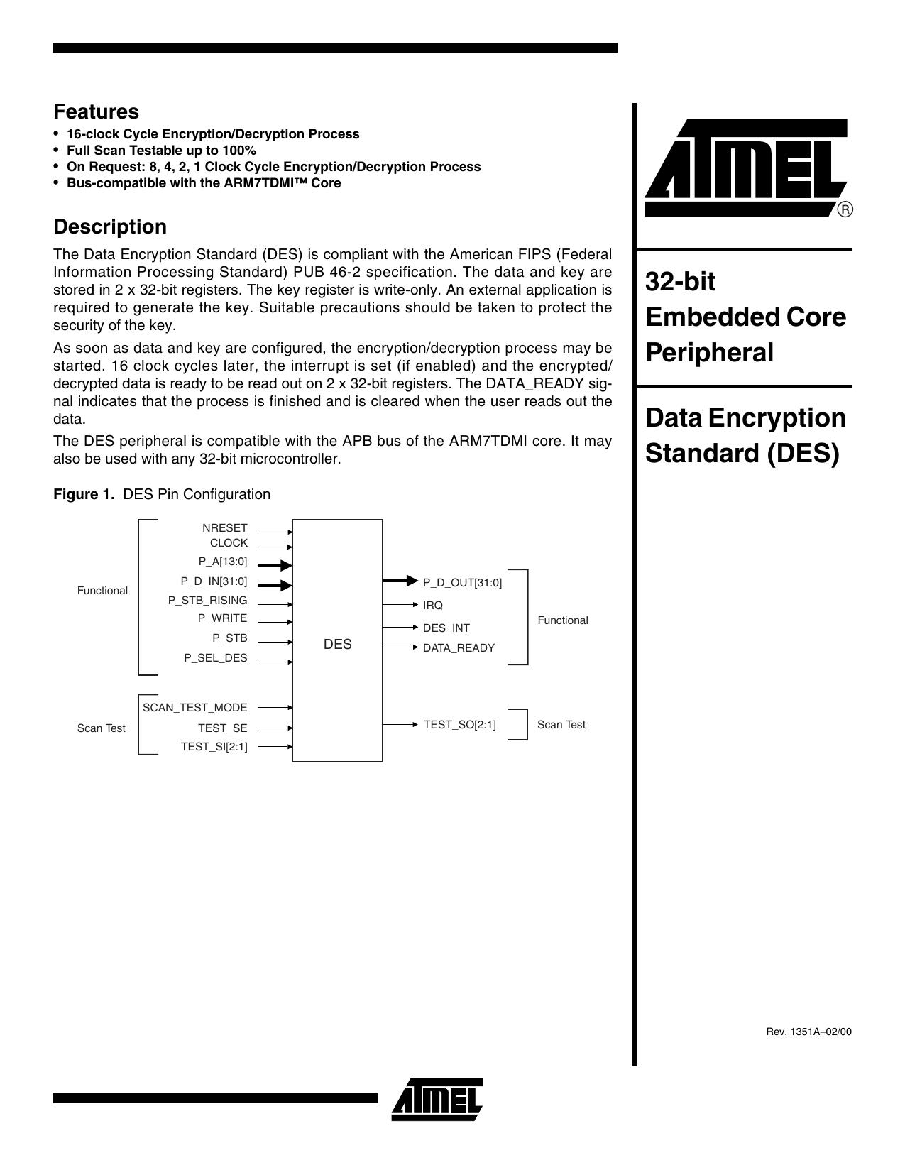 Data Encryption Standard (DES) by Atmel Corporation
