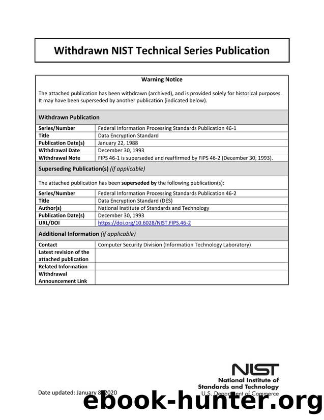 Data Encryption Standard by National Bureau of Standards
