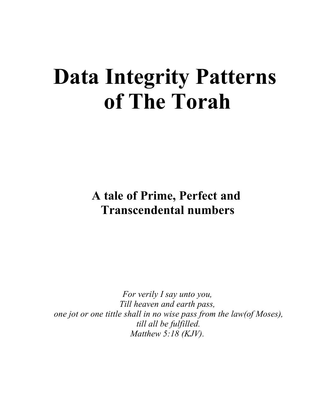 Data Integrity Patterns of the Torah by Kevin Acres