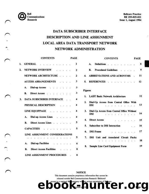 Data Subscriber Interface Description and Line Assignment Local Area Data Transport Network Network Administration by BELLCORE |