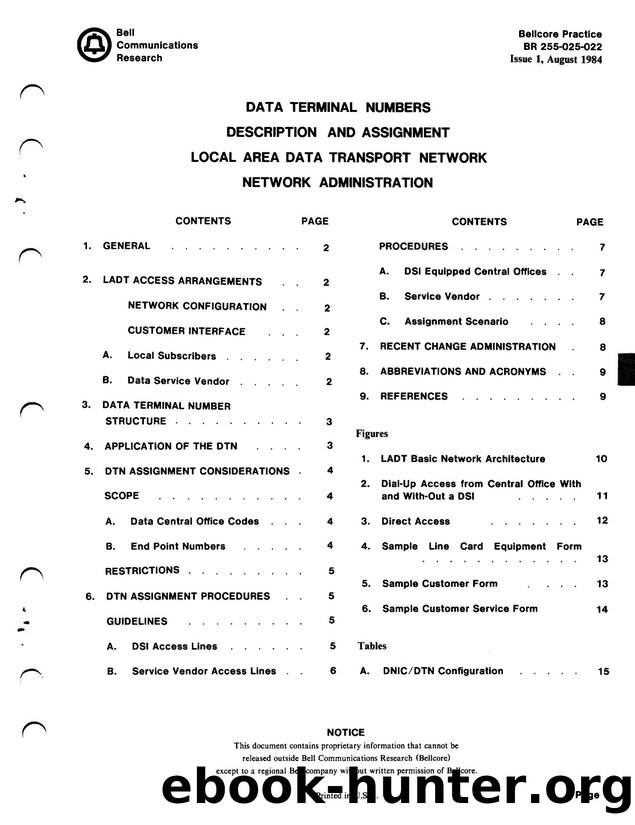 Data Terminal Numbers Description and Assignment Local Area Data Transport Network Network Administration by BELLCORE |