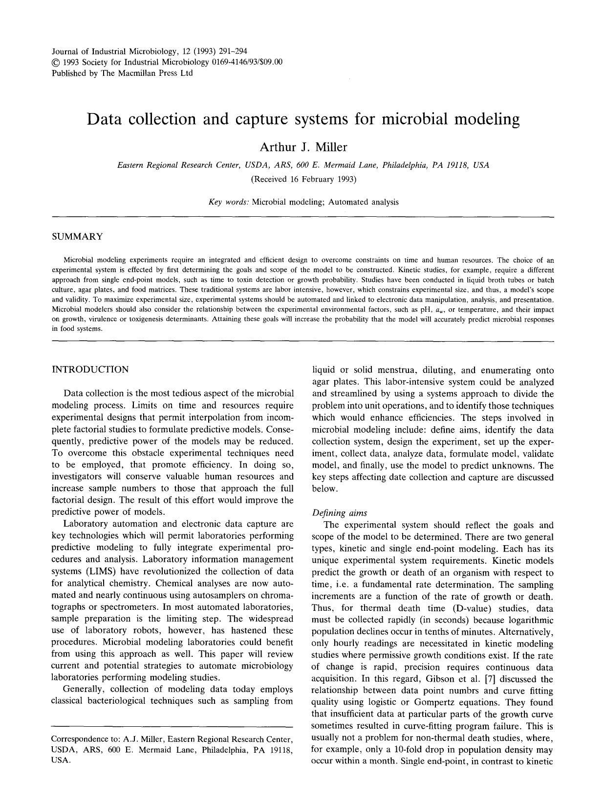 Data collection and capture systems for microbial modeling by Unknown