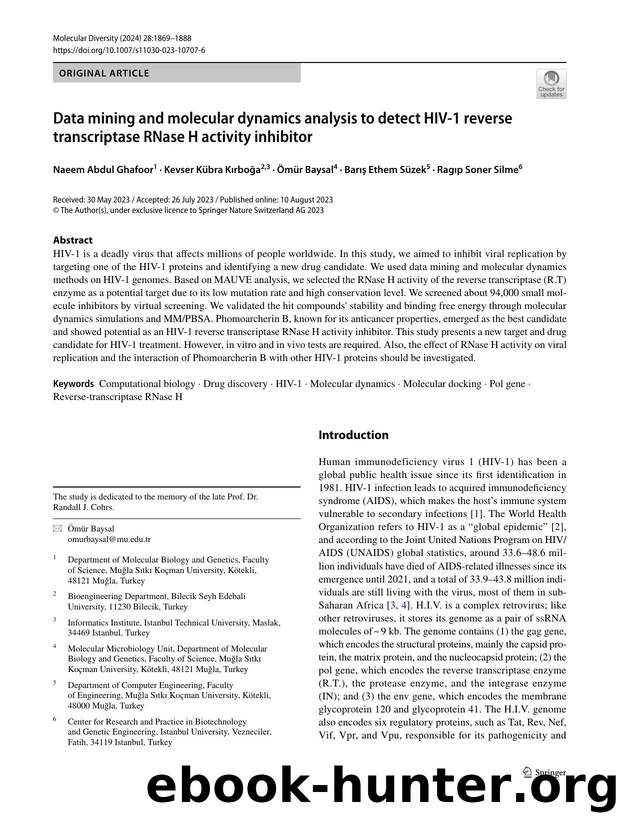 Data mining and molecular dynamics analysis to detect HIV-1 reverse transcriptase RNase H activity inhibitor by unknow