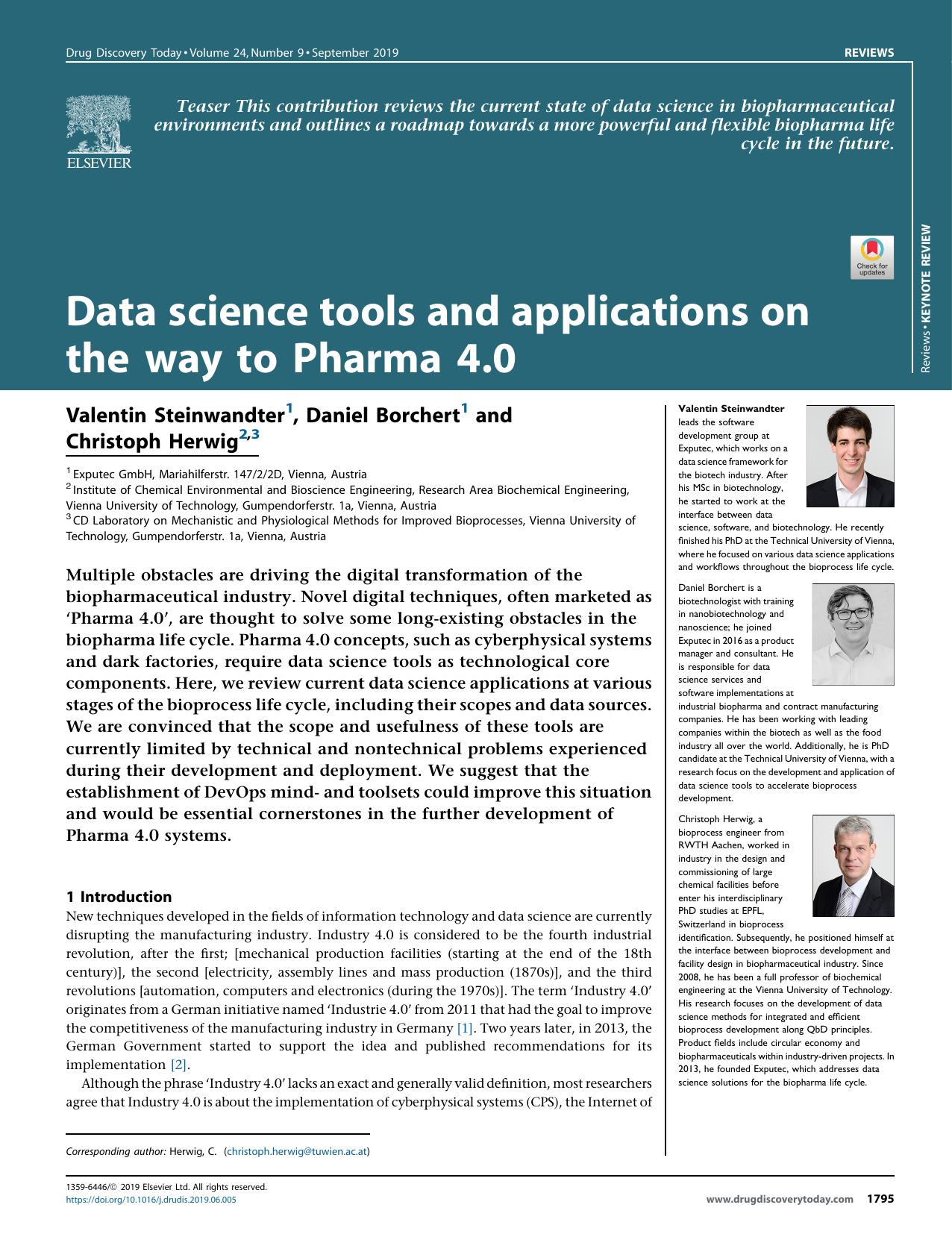 Data science tools and applications on the way to Pharma 4.0 by Valentin Steinwandter & Daniel Borchert & Christoph Herwig