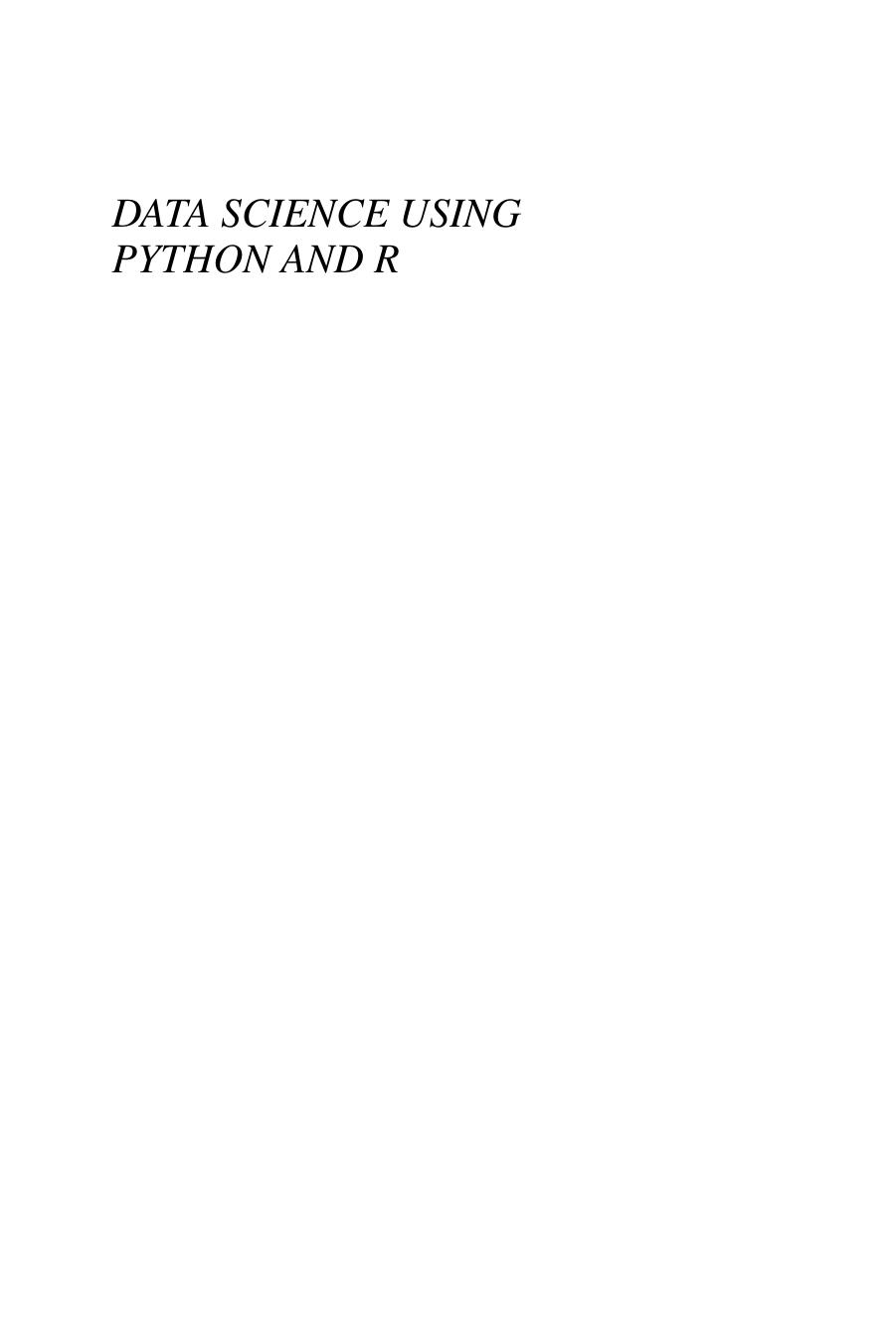 Data science using Python and R by Larose Chantal D.; Larose Daniel T