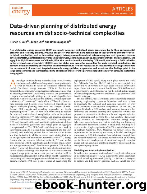 Data-driven planning of distributed energy resources amidst socio-technical complexities by Rishee K. Jain; Junjie Qin; Ram Rajagopal