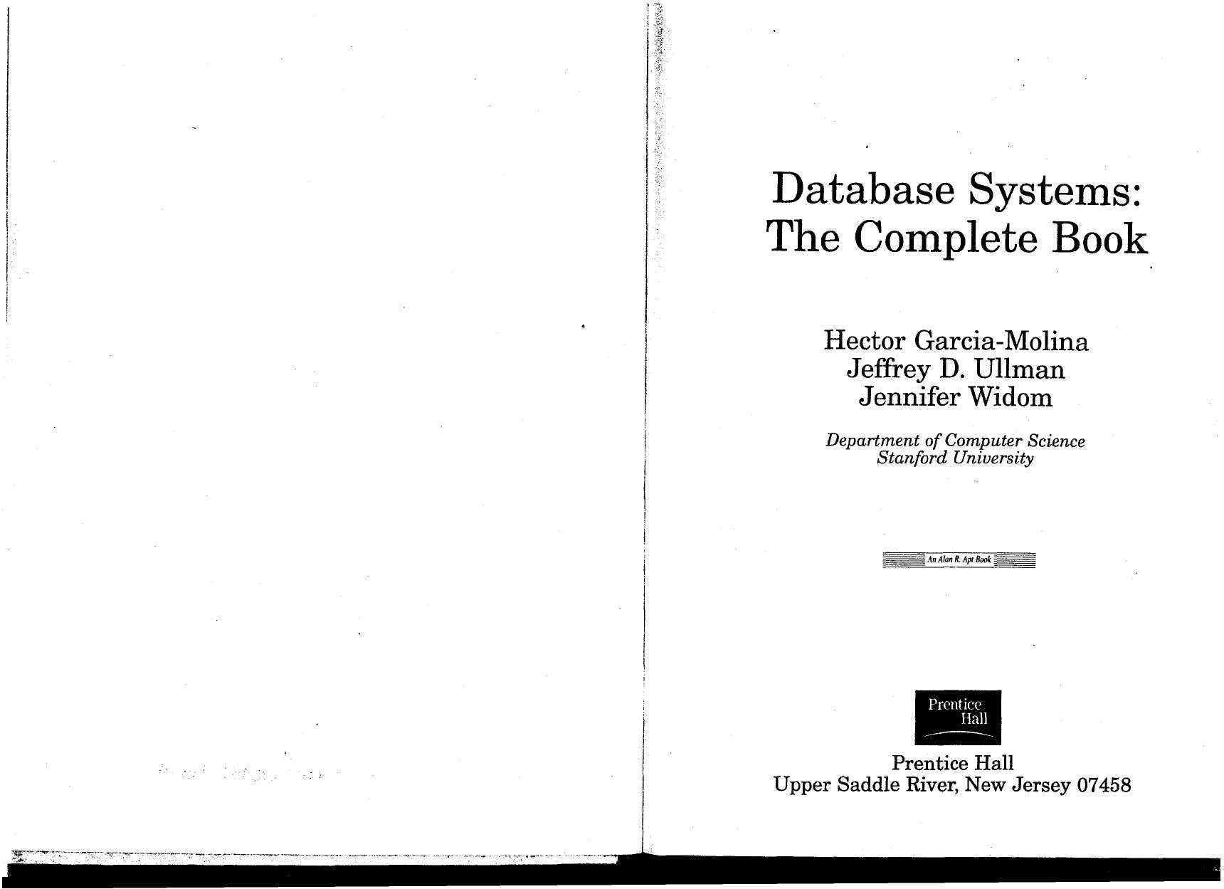Database Systems The Complete Book by Molina Ullman