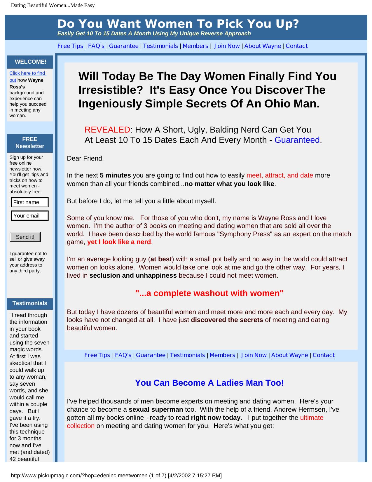Dating Beautiful Women...Made Easy by pdf) wayne ross dating beautiful women-made easy (website)