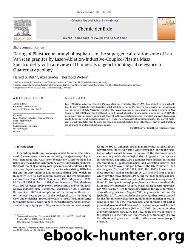 Dating of Pleistocene uranyl phosphates in the supergene alteration zone of Late Variscan granites by Laser-Ablation-Inductive-Coupled-Plasma Mass Spectrometry with a review of U m by Harald G. Dill