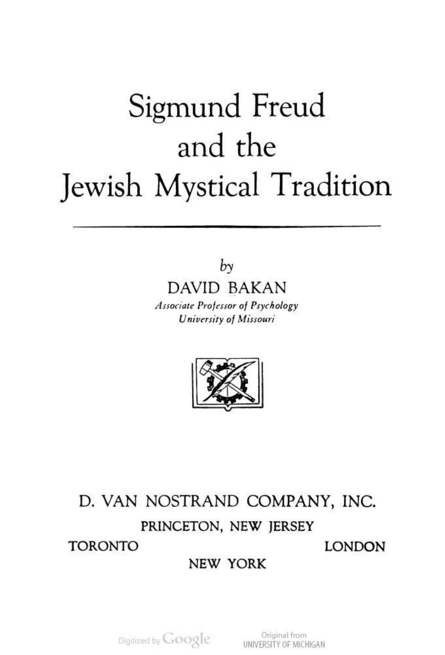 David Bakan-Sigmund Freud and the Jewish Mystical Tradition-D. van Nostrand Company, Inc. (1958) by Unknown