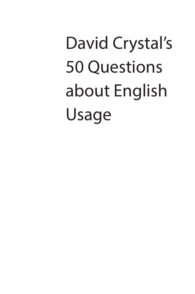 David Crystal's 50 Questions About English Usage Pocket Editions by David Crystal