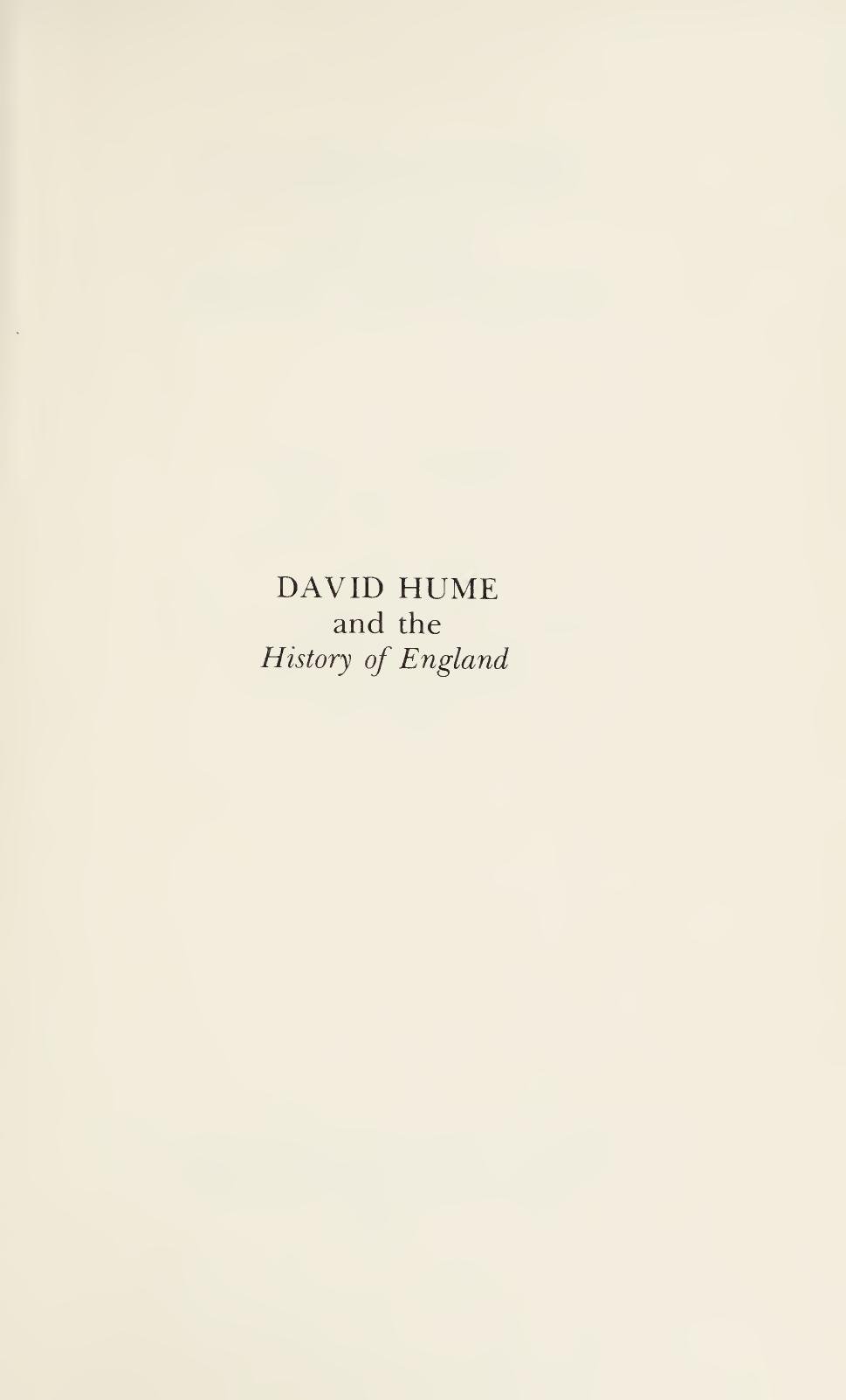 David Hume and the History of England by Victor G. Wexler