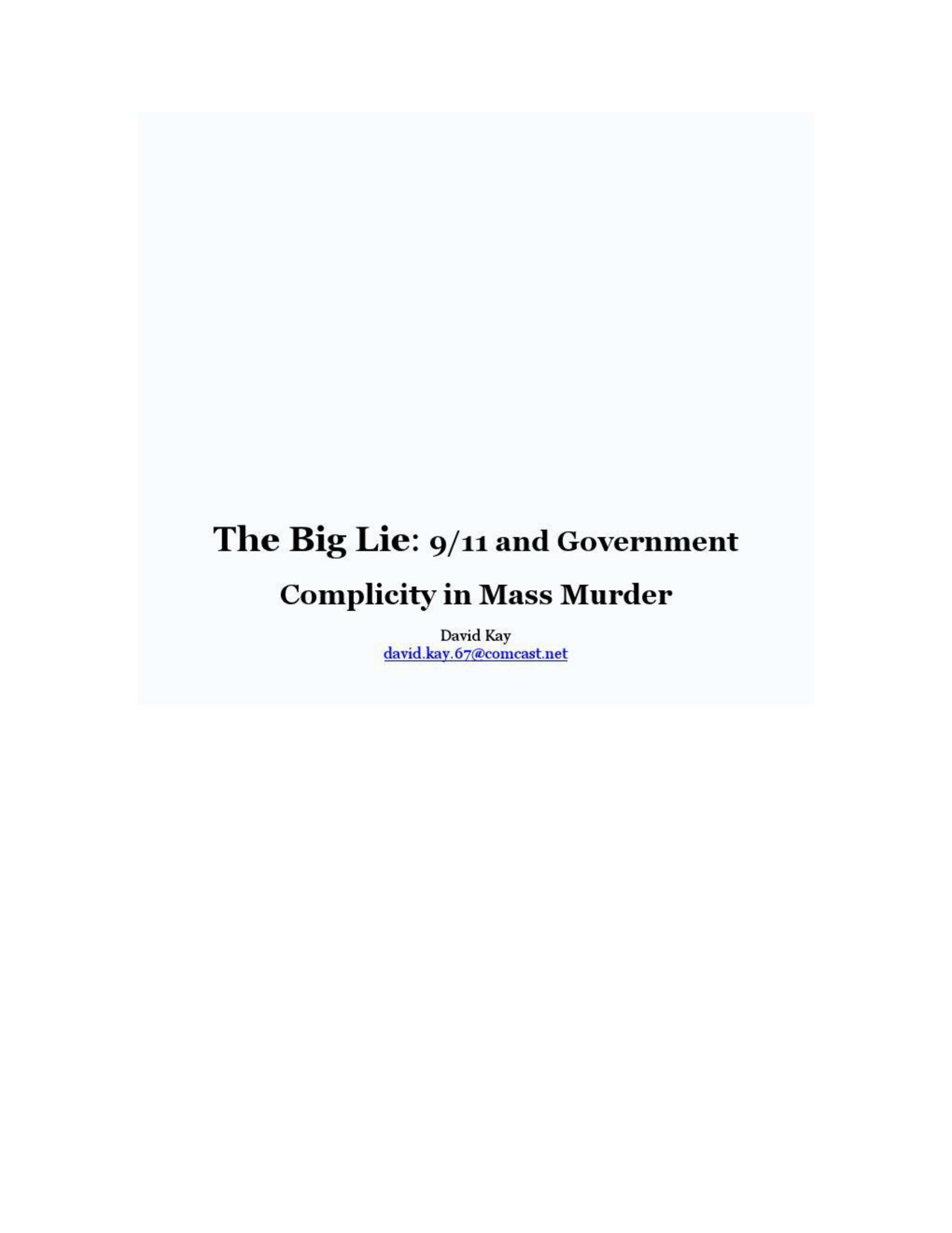 David Kay - The Big Lie by 9-11 & Government Complicity in Mass Murder pdf
