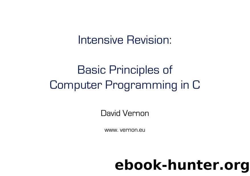 David Vernon Principles of Computer Programming in C by David Vernon