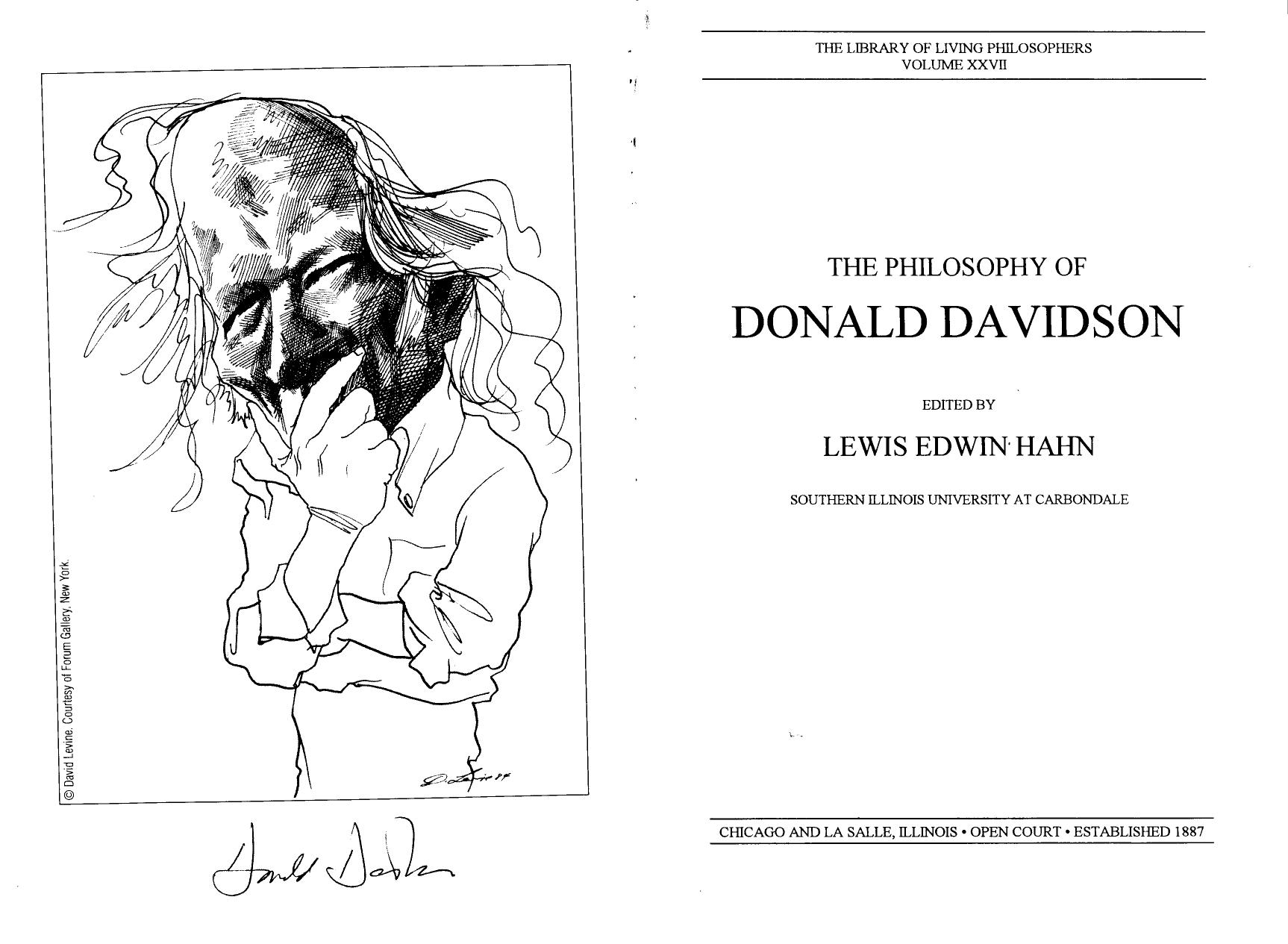 Davidson, Donald - The Philosophy Of by Hahn Lewis Edwin (Ed)(1999)
