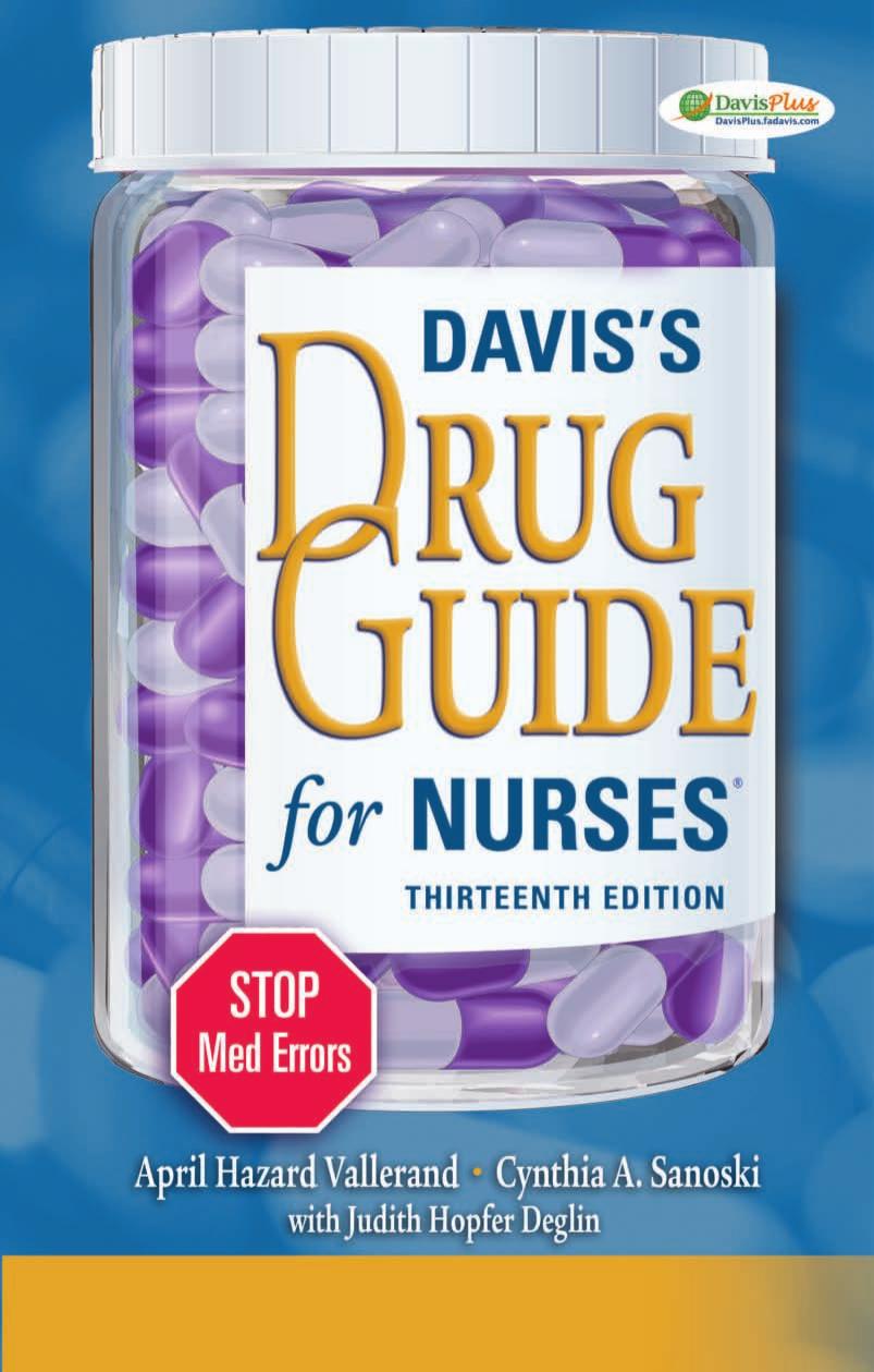 Davis's Drug Guide for Nurses by April Hazard Vallerand Cynthia A. Sanoski Judith Hopfer Deglin