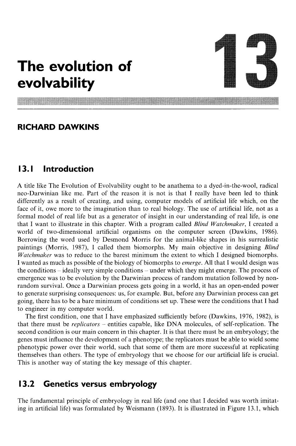 Dawkins, Richard by The Evolution of Evolvability (2003)