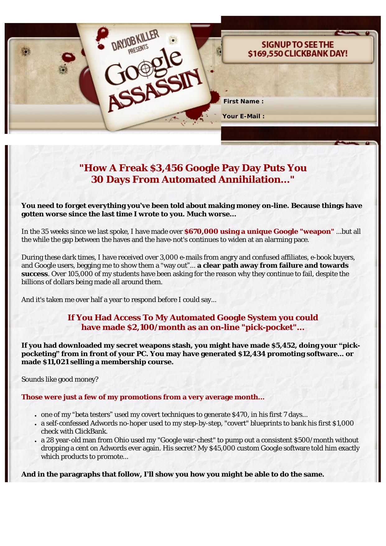 Day Job Killer Presents... The Google Assassin. by Best of Kuszter's Collection