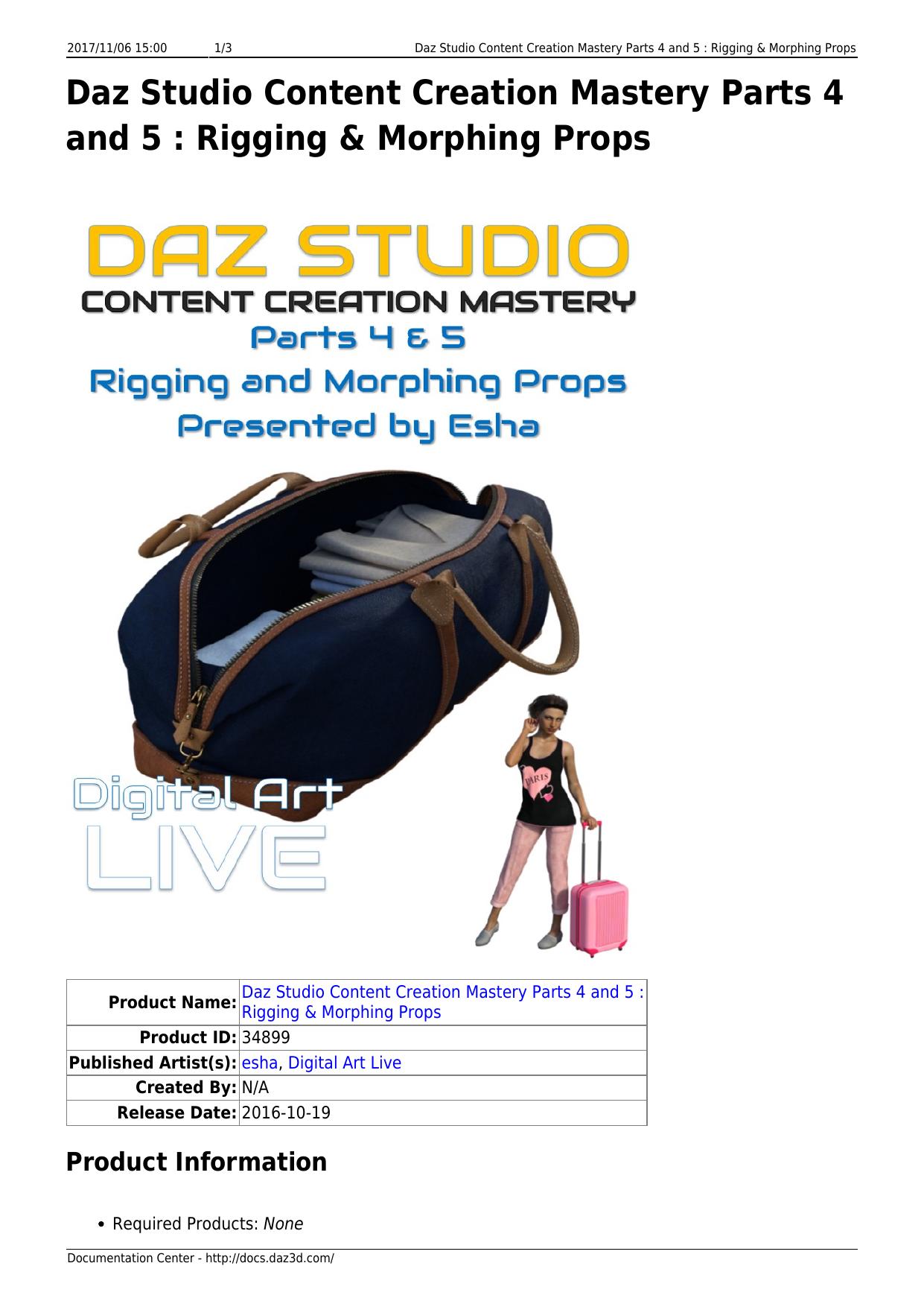 Daz Studio Content Creation Mastery Parts 4 and 5 : Rigging & Morphing Props by Unknown