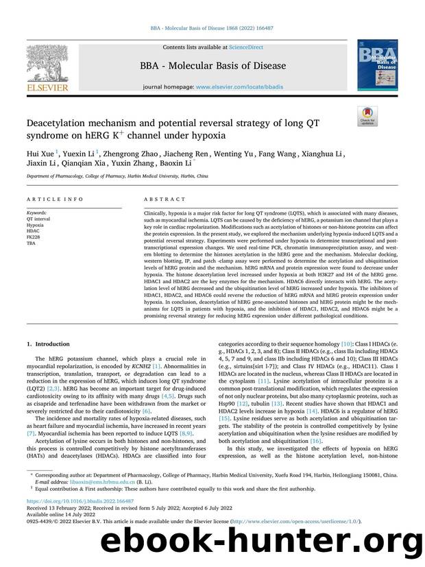 Deacetylation mechanism and potential reversal strategy of long QT syndrome on hERG K+ channel under hypoxia by unknow