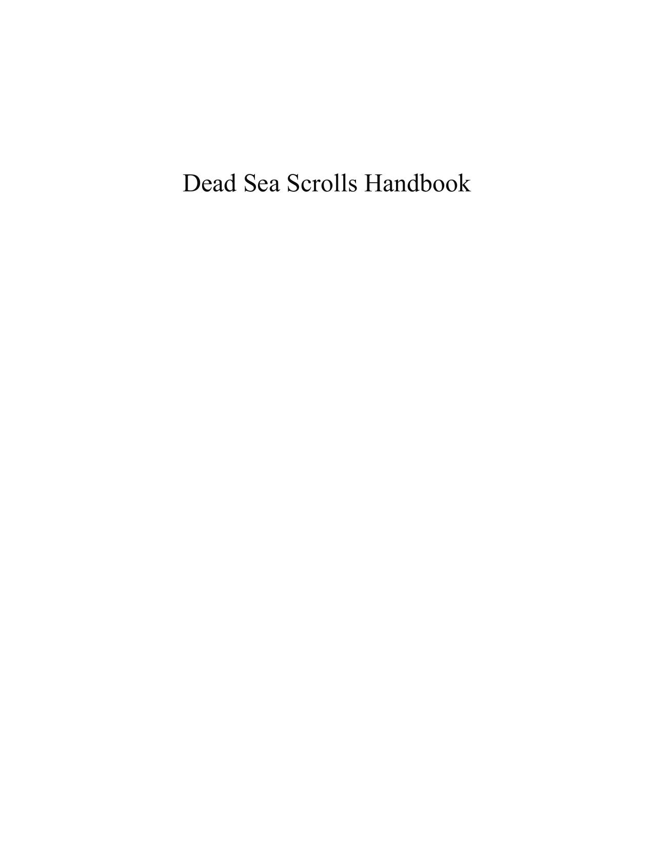 Dead Sea Scrolls Handbook by Dimant Devorah; Parry Donald