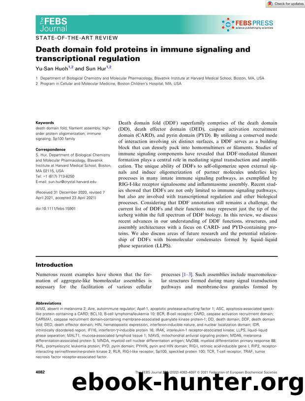Death domain fold proteins in immune signaling and transcriptional regulation by Unknown