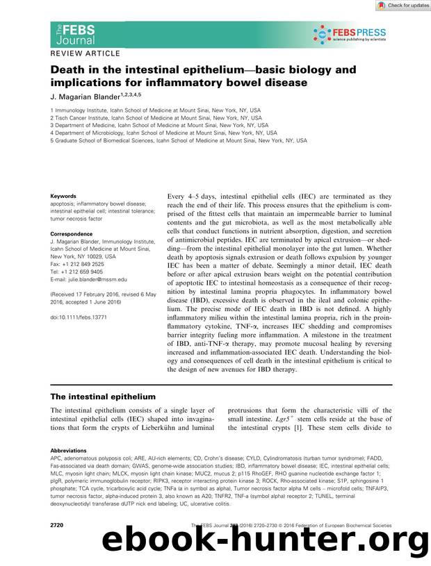 Death in the intestinal epitheliumâbasic biology and implications for inflammatory bowel disease by Unknown