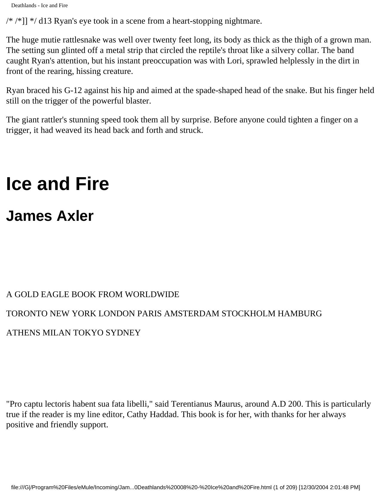 Deathlands - Ice and Fire by Unknown