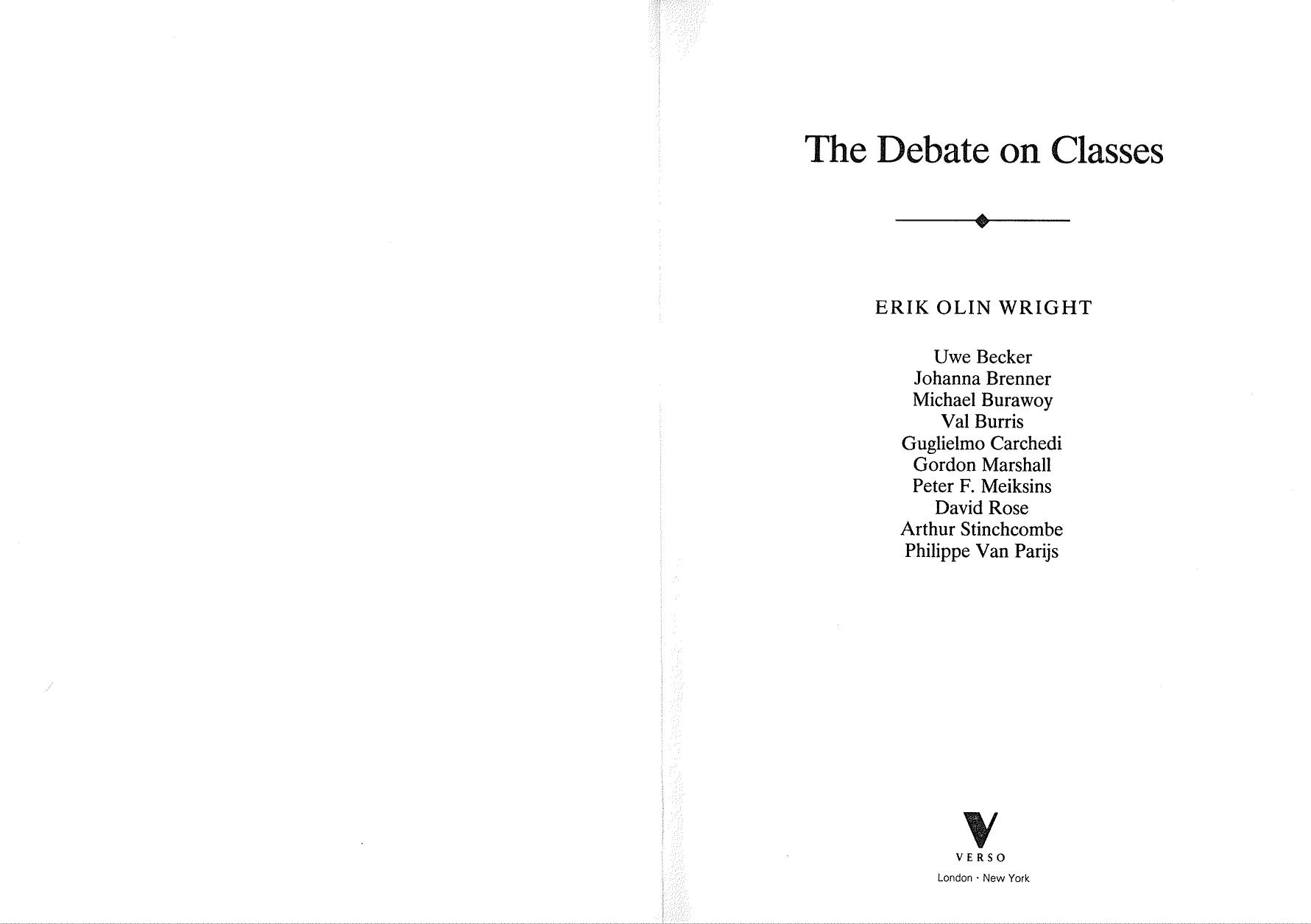Debate on Classes (Verso Classic) by Erik Olin Wright